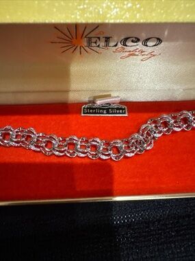 Vintage Elco  Silver Women's Double Link Chain bracelet Silver